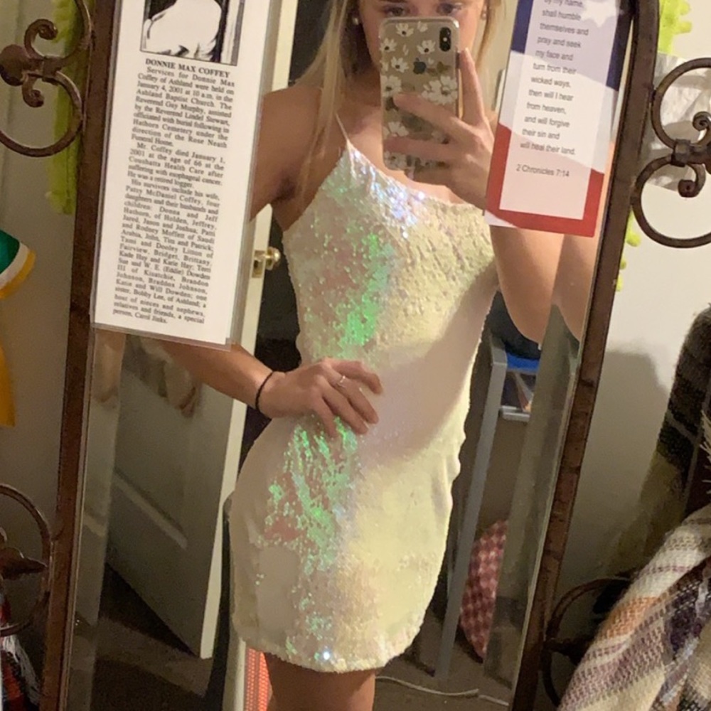 White shimmer dress